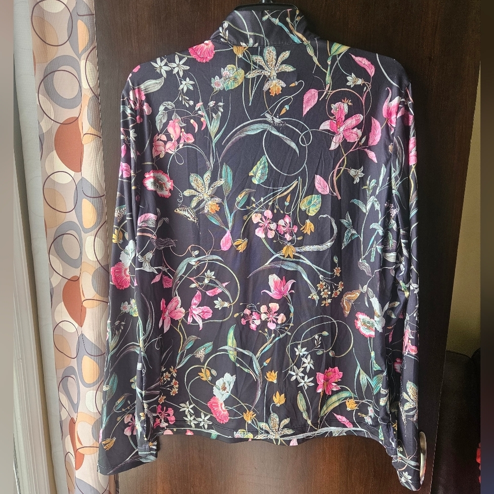 Acegolfs Floral Long Sleeve Quarterzip Workout Top - Picture 4 of 6